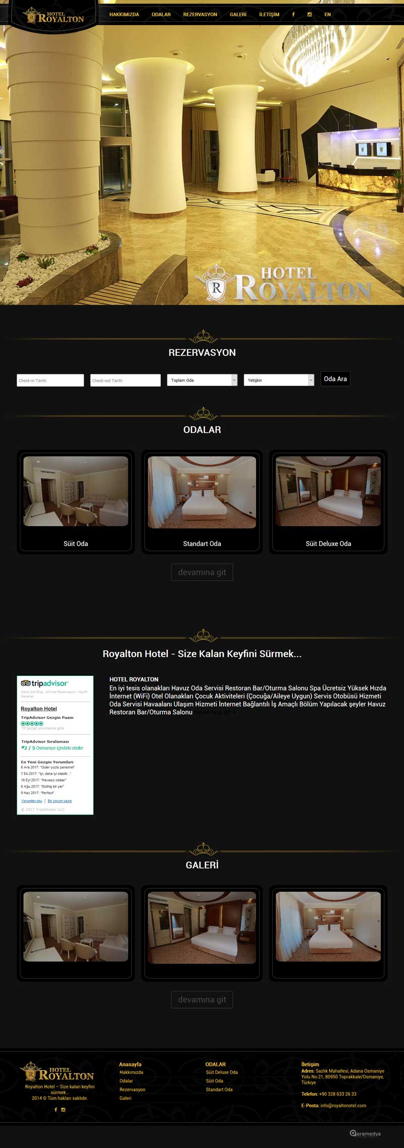 Royalton Otel Osmaniye Web Sitesi Tasarımı